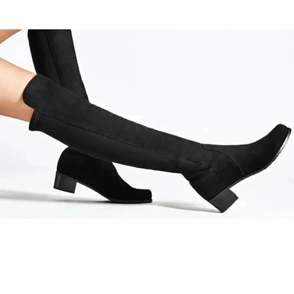 Stuart Weitzman Reserve Over  the Knee Suede Boots Black Suede Size 5.5 - Picture 2 of 13